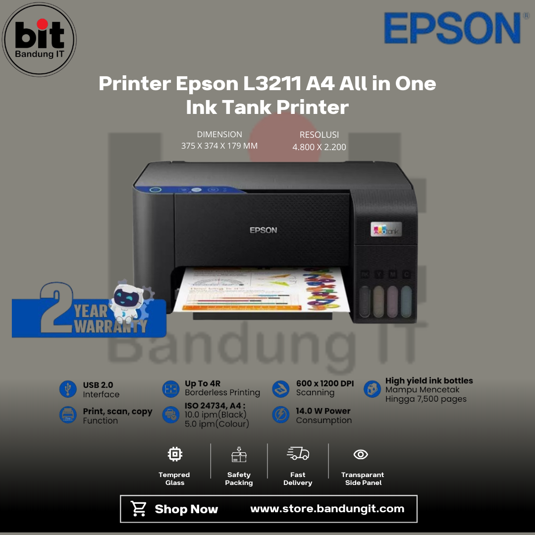 1 Printer Epson L3211 A4 All in One Ink Tank Printer - Image 1