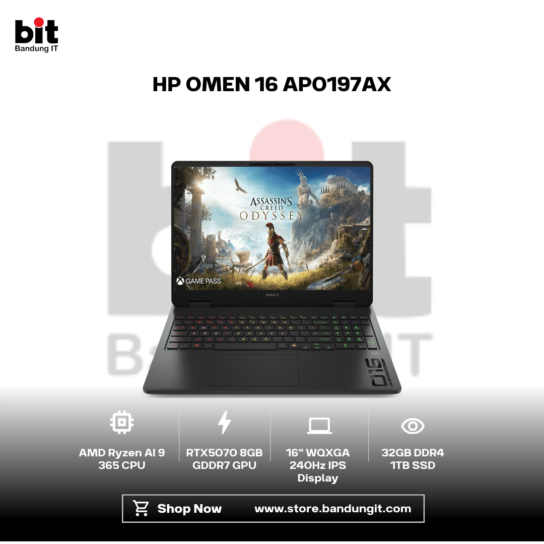 Dark Black Modern Abstract Gadget Laptop Store Sale Instagram Post - 2026-01-31T101105.047 HP Omen 16 AP0197AX Ryzen AI 9 365 RTX5070 32GB 1TB 16" WQXGA IPS 240Hz Anti-glare 100% sRGB - Image 1