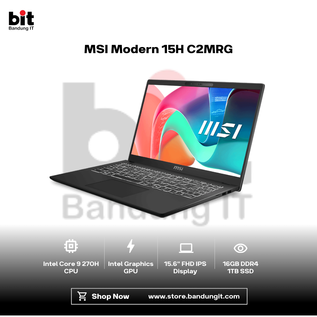Dark Black Modern Abstract Gadget Laptop Store Sale Instagram Post - 2026-01-31T125827.837 MSI Modern 15H C2MRG Core 9 270H 16GB 1TB 15.6" FHD IPS Backlit Keyboard with Copilot Key HD Cam 3DNR - Image 1