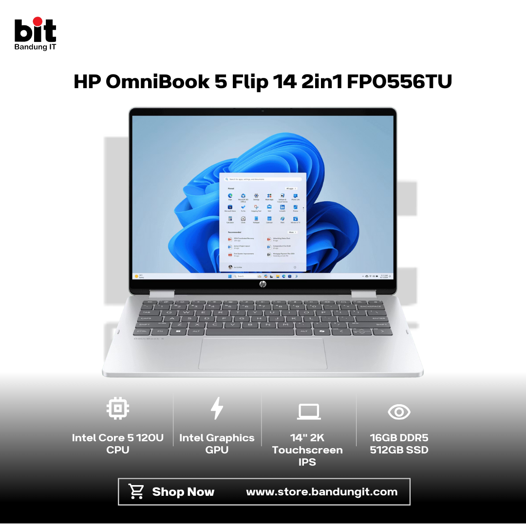 Dark Black Modern Abstract Gadget Laptop Store Sale Instagram Post - 2026-01-31T131035.053 HP OmniBook 5 Flip 14 2in1 FP0556TU Core 5 120U 16GB 512GB 14" 2K Touchscreen IPS 62.5% sRGB - Image 1