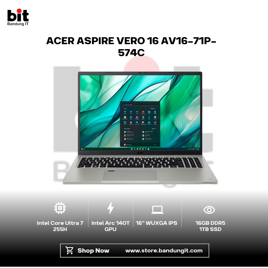 Dark Black Modern Abstract Gadget Laptop Store Sale Instagram Post (21) Acer Aspire Vero 16 AV16-71P Core Ultra 7 255H 16Gb 1Tb 16" WUXGA IPS 100 sRGB Intel EVO - Image 1