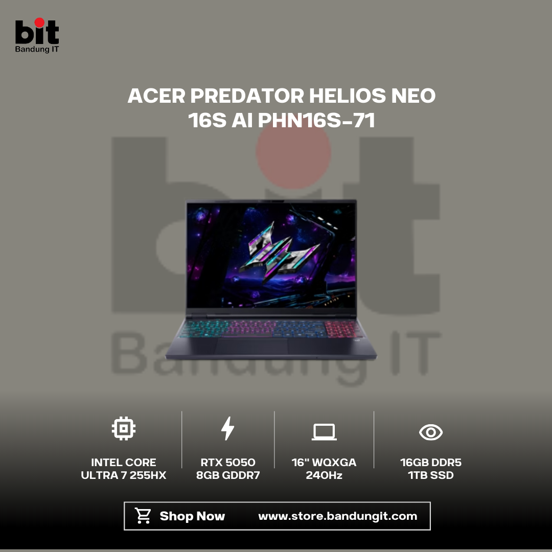 Dark Black Modern Abstract Gadget Laptop Store Sale Instagram Post (3) Acer Predator Helios Neo 16S AI PHN16S-71 Core Ultra 7 255HX RTX5050 16GB 1TB 16" WQXGA OLED 240Hz - Image 1