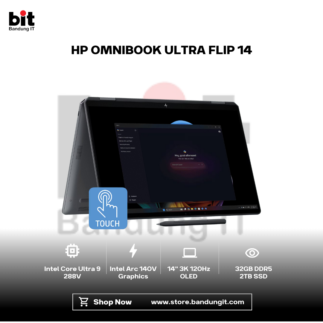 Dark Black Modern Abstract Gadget Laptop Store Sale Instagram Post (31) HP Omnibook Ultra Flip 14 2in1 Core Ultra 9 288V 32Gb 2Tb 14" 3K VRR OLED 120Hz Touchscreen Intel EVO - Image 1