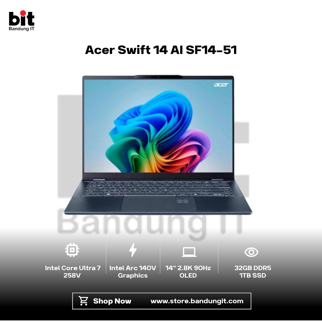 Dark Black Modern Abstract Gadget Laptop Store Sale Instagram Post (42) Acer Swift 14 AI SF14-51 Core Ultra 7 258V 32GB 1TB 14" 2.8K OLED 90Hz - Image 1