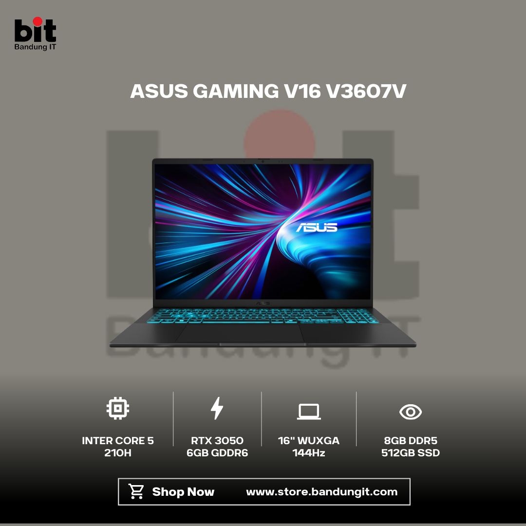 Dark Black Modern Abstract Gadget Laptop Store Sale Instagram Post (5) Asus Gaming V16 V3607VJ Core 5 210H RTX3050 8GB 512GB 16" WUXGA IPS 144Hz - Image 1
