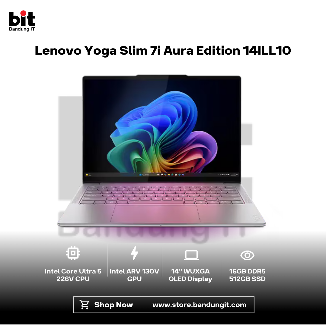 Dark Black Modern Abstract Gadget Laptop Store Sale Instagram Post (56) Lenovo Yoga Slim 7i Aura Edition 14ILL10 Core Ultra 5 226V 16GB 512GB 14 Inch WUXGA OLED 100% DCI-P3 Intel EVO - Image 1