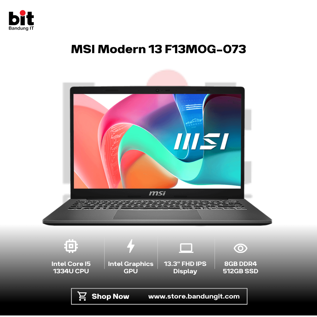 Dark Black Modern Abstract Gadget Laptop Store Sale Instagram Post (63) MSI Modern 13 F13MOG-073 Core i5 1334U 8GB 512GB 13.3" FHD IPS 100% sRGB - Image 1