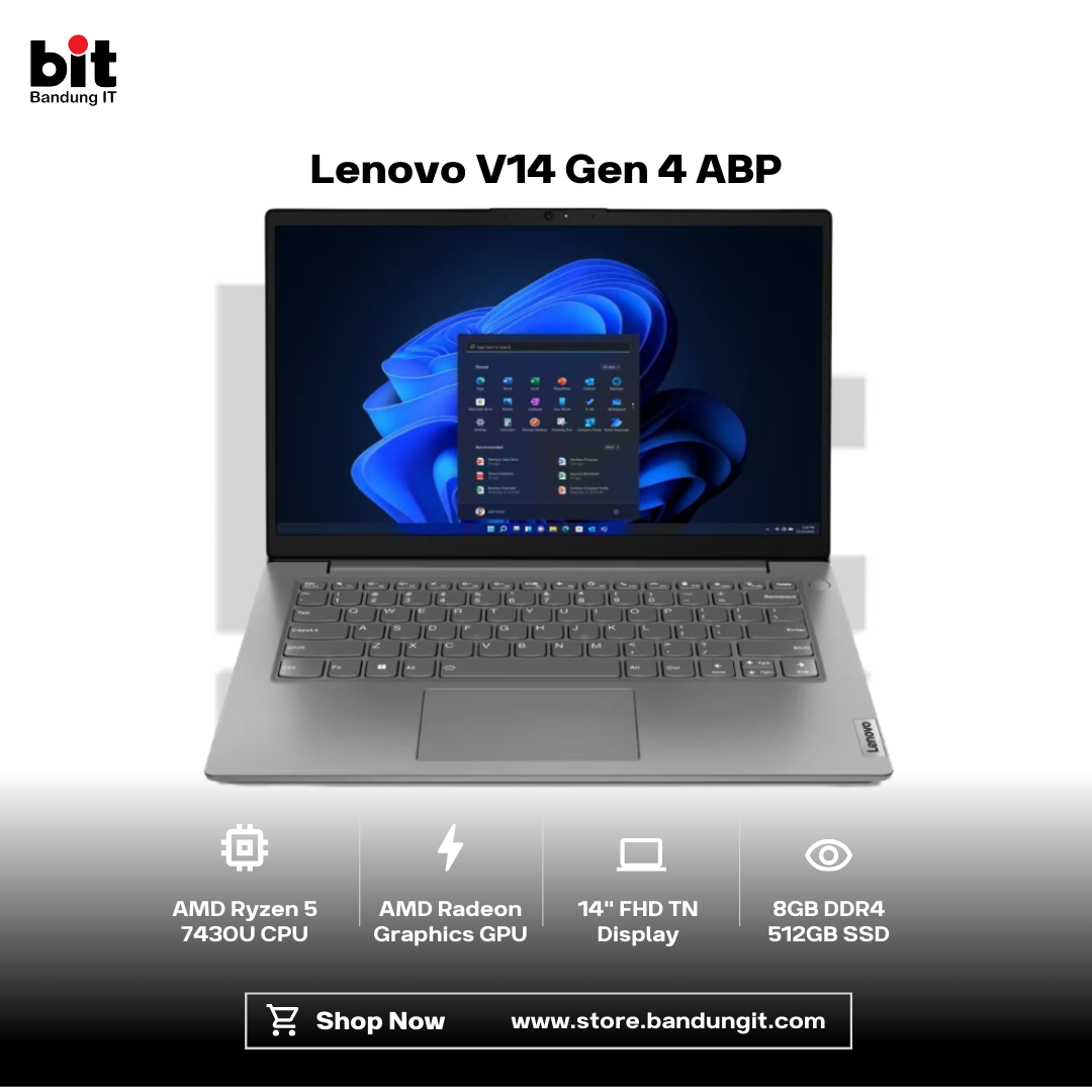 Dark Black Modern Abstract Gadget Laptop Store Sale Instagram Post (65) Lenovo V14 Gen 4 ABP Ryzen 5 7430U 8GB 512GB 14" FHD IPS Anti-glare Dolby Audio - Image 1