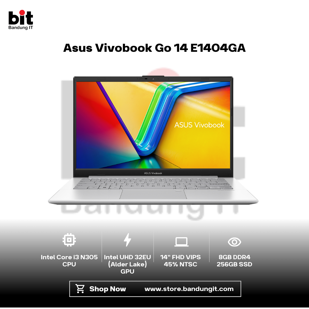 Dark Black Modern Abstract Gadget Laptop Store Sale Instagram Post (83) Asus Vivobook Go 14 E1404GA Core i3 N305 8GB 256GB 14" FHD VIPS 45% NTSC Backlit Chiclet Keyboard - Image 1