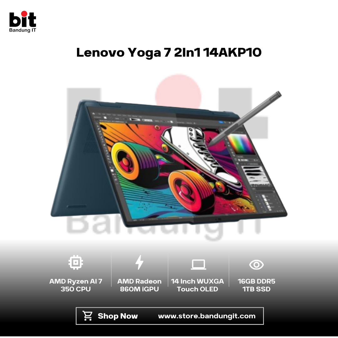 Dark Black Modern Abstract Gadget Laptop Store Sale Instagram Post (91) Lenovo Yoga 7 2In1 14AKP10 Ryzen AI 7 350 16GB 1TB 14 Inch WUXGA Touch OLED 100% DCI-P3 - Image 1