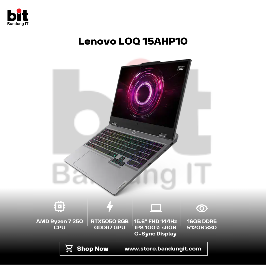 Dark Black Modern Abstract Gadget Laptop Store Sale Instagram Post (98) Lenovo LOQ 15AHP10 Ryzen 7 250 RTX5050 16GB 512GB 15.6" FHD IPS 144Hz 100% sRGB G-Sync - Image 1