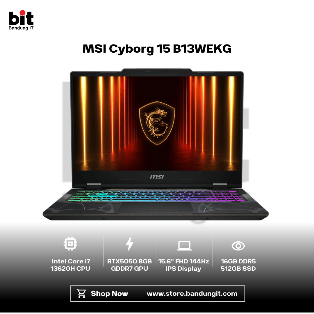 Dark Black Modern Abstract Gadget Laptop Store Sale Instagram Post (99) MSI Cyborg 15 B13WEKG Core i7 13620H RTX5050 16GB 512GB 15.6" FHD IPS 144Hz 4-Zone RGB Key - Image 1