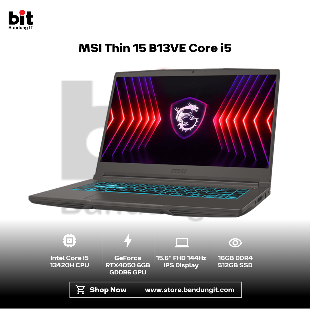 Dark Black Modern Abstract Gadget Laptop Store Sale Instagram Post - 2026-02-02T161151.538 MSI Thin 15 B13VE Core i5 13420H RTX4050 16GB 512GB 15.6" FHD IPS 144Hz - Image 1