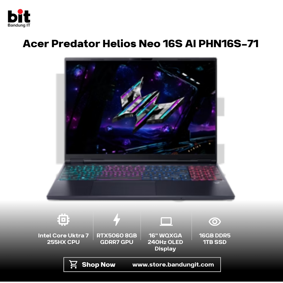 Dark Black Modern Abstract Gadget Laptop Store Sale Instagram Post - 2026-02-04T090049.356 Acer Predator Helios Neo 16S AI PHN16S-71 Core Ultra 7 255HX RTX5060 16GB 1TB 16" WQXGA OLED 240Hz 4-Zone RGB Key - Image 1