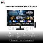 SAMSUNG SMART MONITOR M7 M70F 32 INCH 4K UHD VA 60HZ 4MS GTG 72% SRGB FLICKER FREE TIZEN OS WITH KNOX SECURE