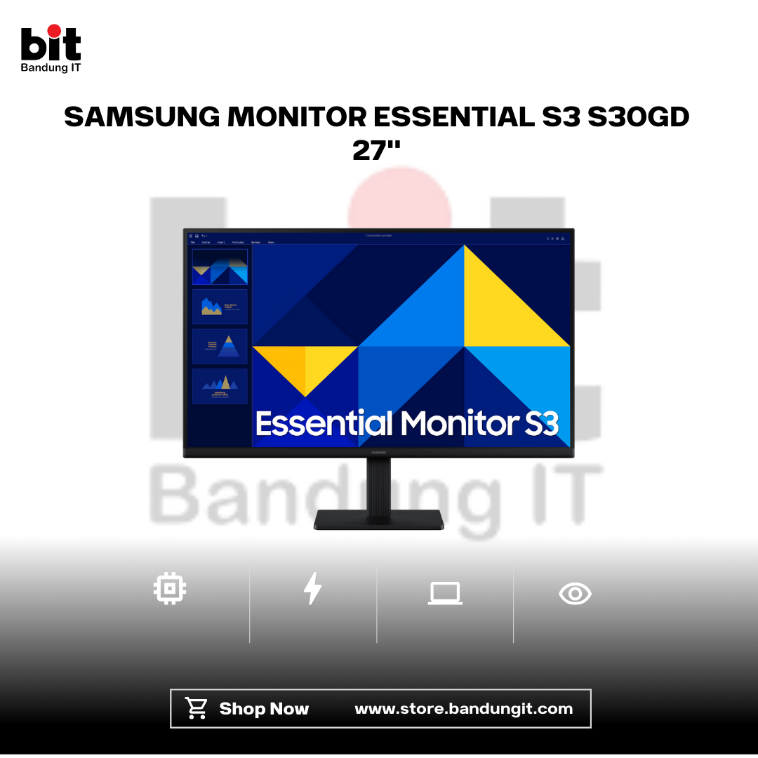 Dark Black Modern Abstract Gadget Laptop Store Sale Instagram Post - 2026-02-09T094940.575 SAMSUNG MONITOR ESSENTIAL S3 S30GD 27" IPS FHD 1080P 5MS 100HZ - Image 1