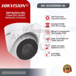HIKVISION DS-2CD1321G0-IU IP CAMERA 2MP AUDIO FIXED TURRET CAMERA
