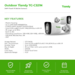 TIANDY TC-C321N 2MP Audio Bullet Network Camera POE - AK Series Outdoor - Image 5